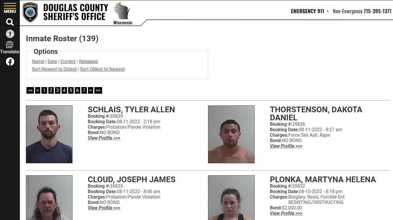 Inmate Roster - Douglas County Sheriff WI